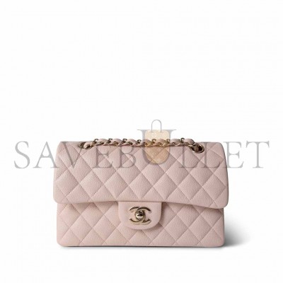 CHANEL LIGHT PINK CAVIAR QUILTED CLASSIC FLAP SMALL A37586 (23*14.5*6cm)
